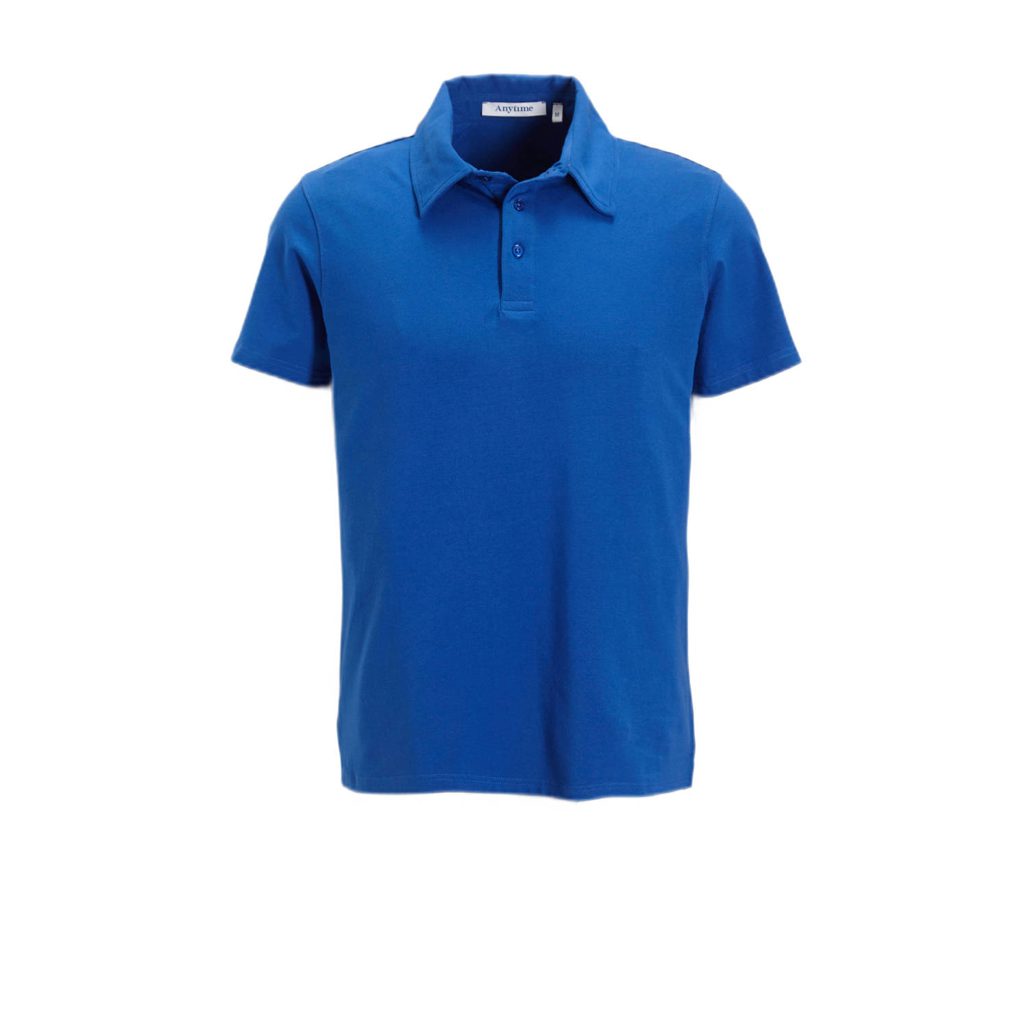 anytime slim jersey polo blauw