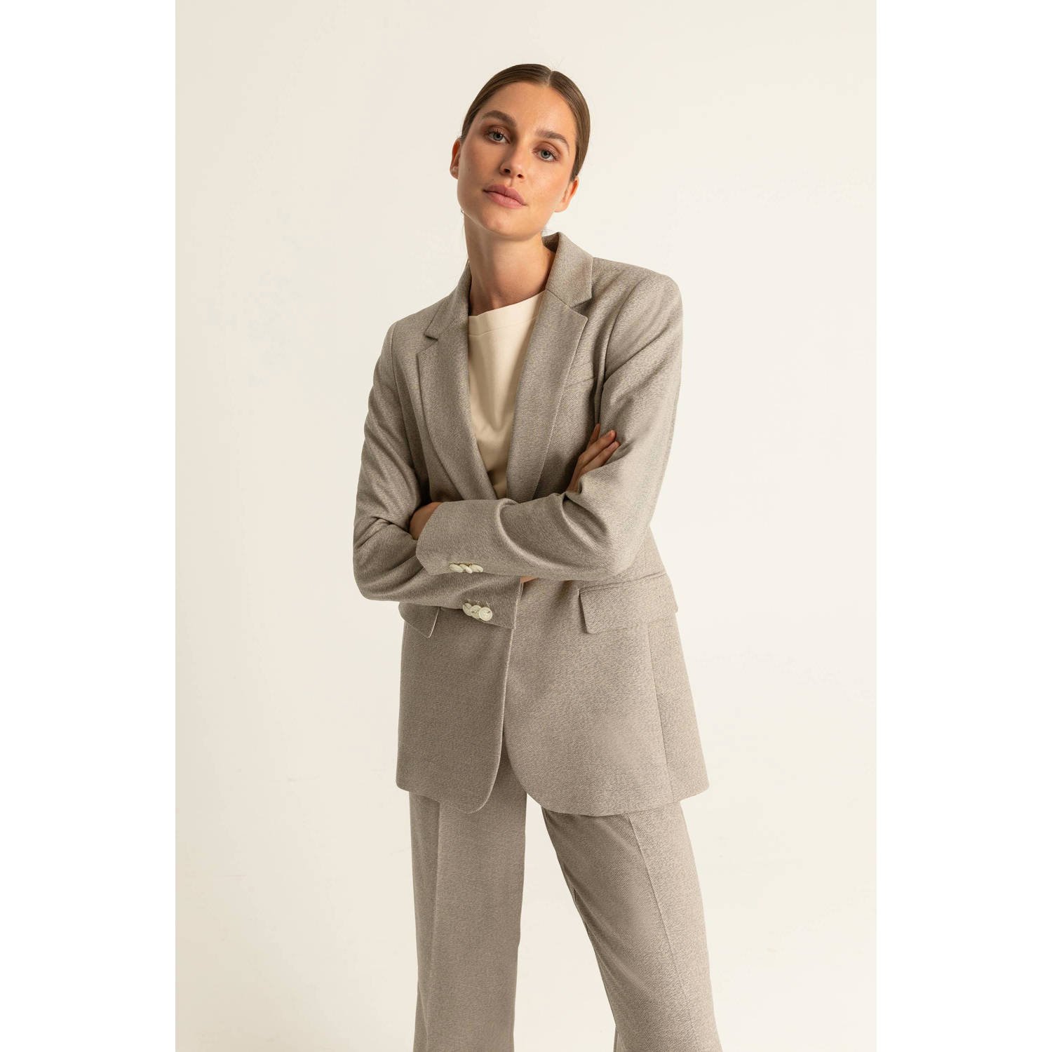 Expresso rechtvallende blazer taupe