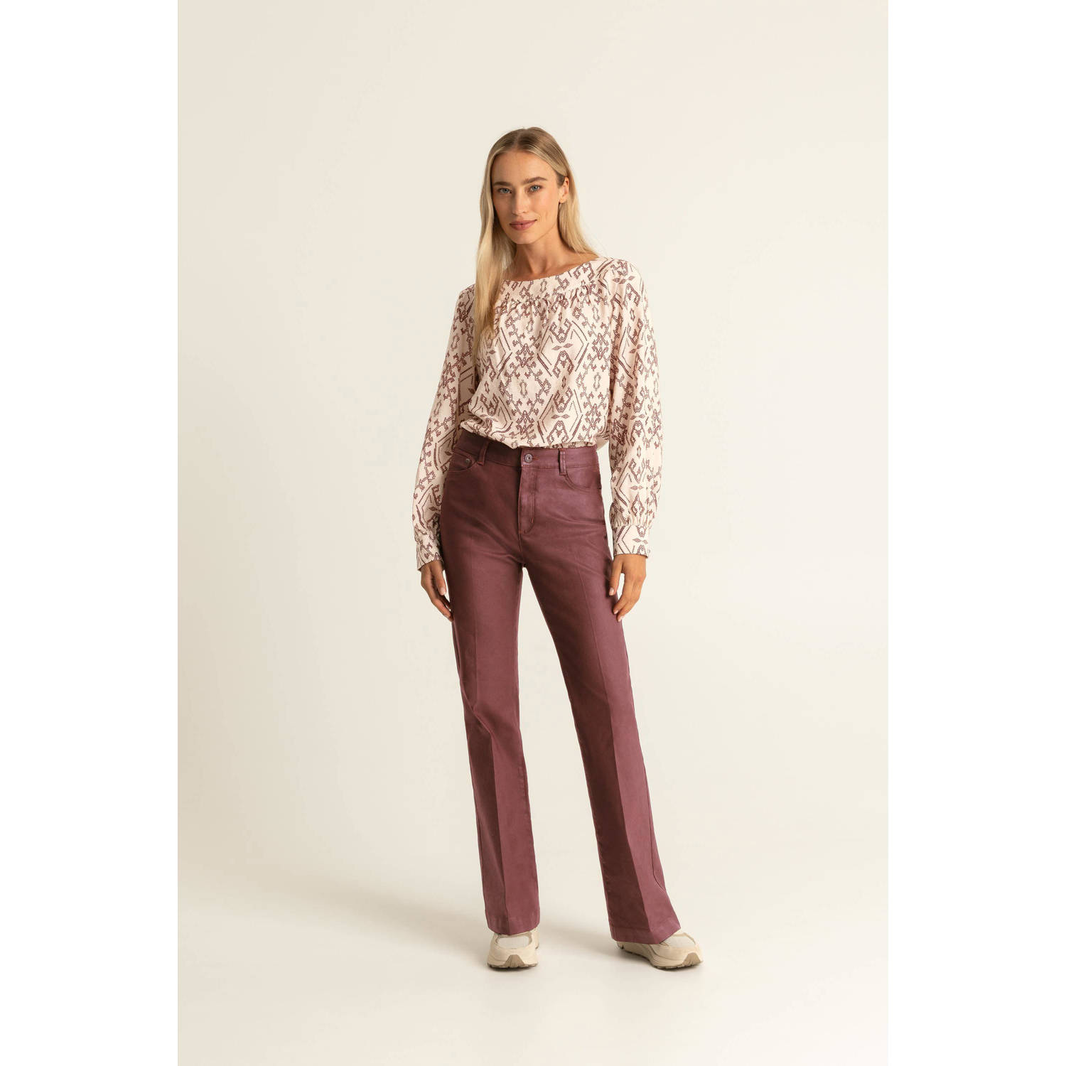 Expresso coated flared broek rood