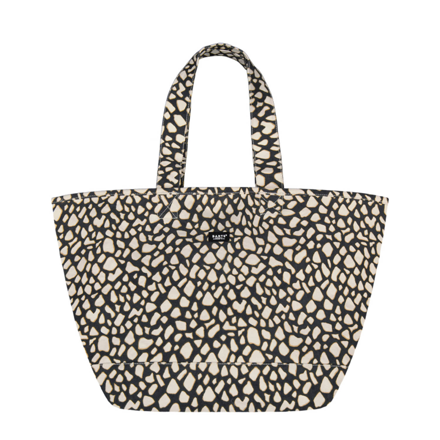 Barts shopper Juno met all-over print zwart ecru