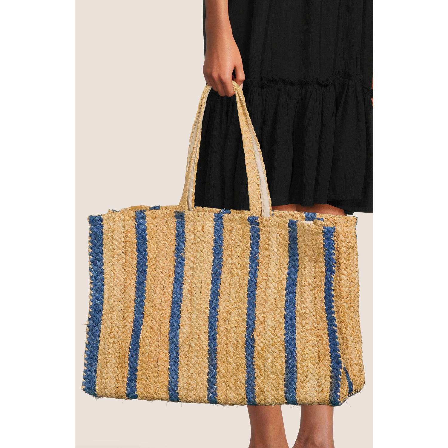 Barts raffia shopper Makemo naturel blauw