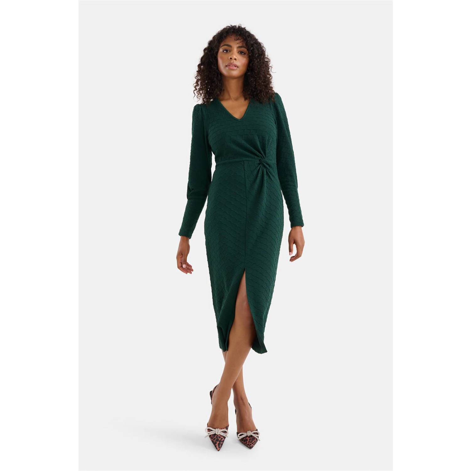 Shoeby jurk met 3D applicatie groen