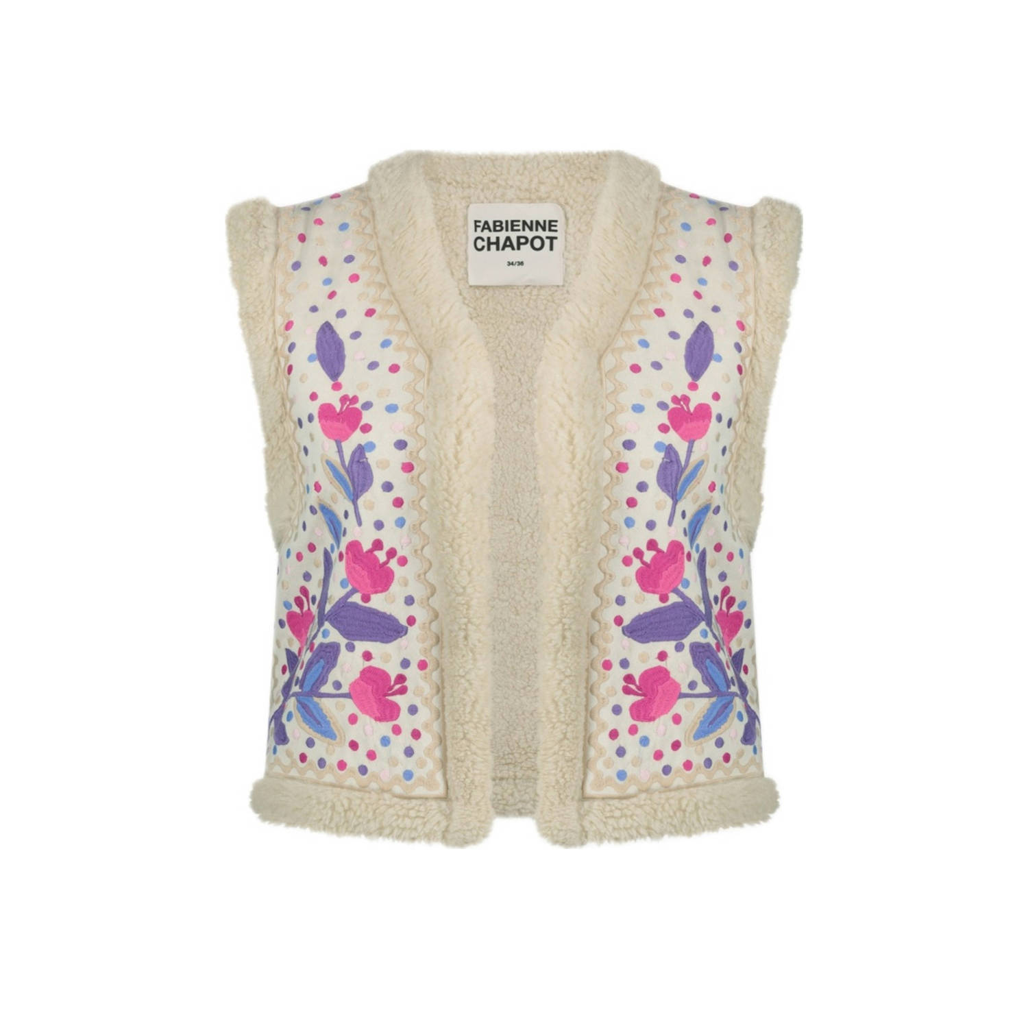 Fabienne Chapot Bloemrijk Geborduurd Vest Beige Dames