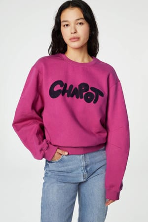 sweater Pam met tekst roze