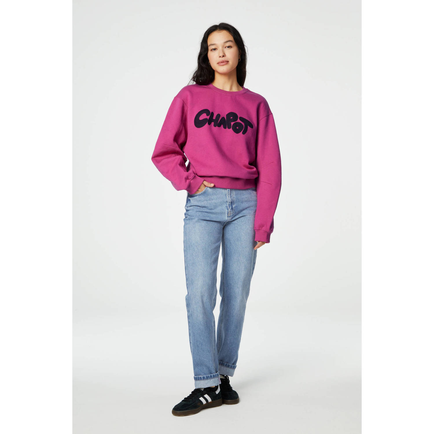 Fabienne Chapot sweater Pam met tekst roze