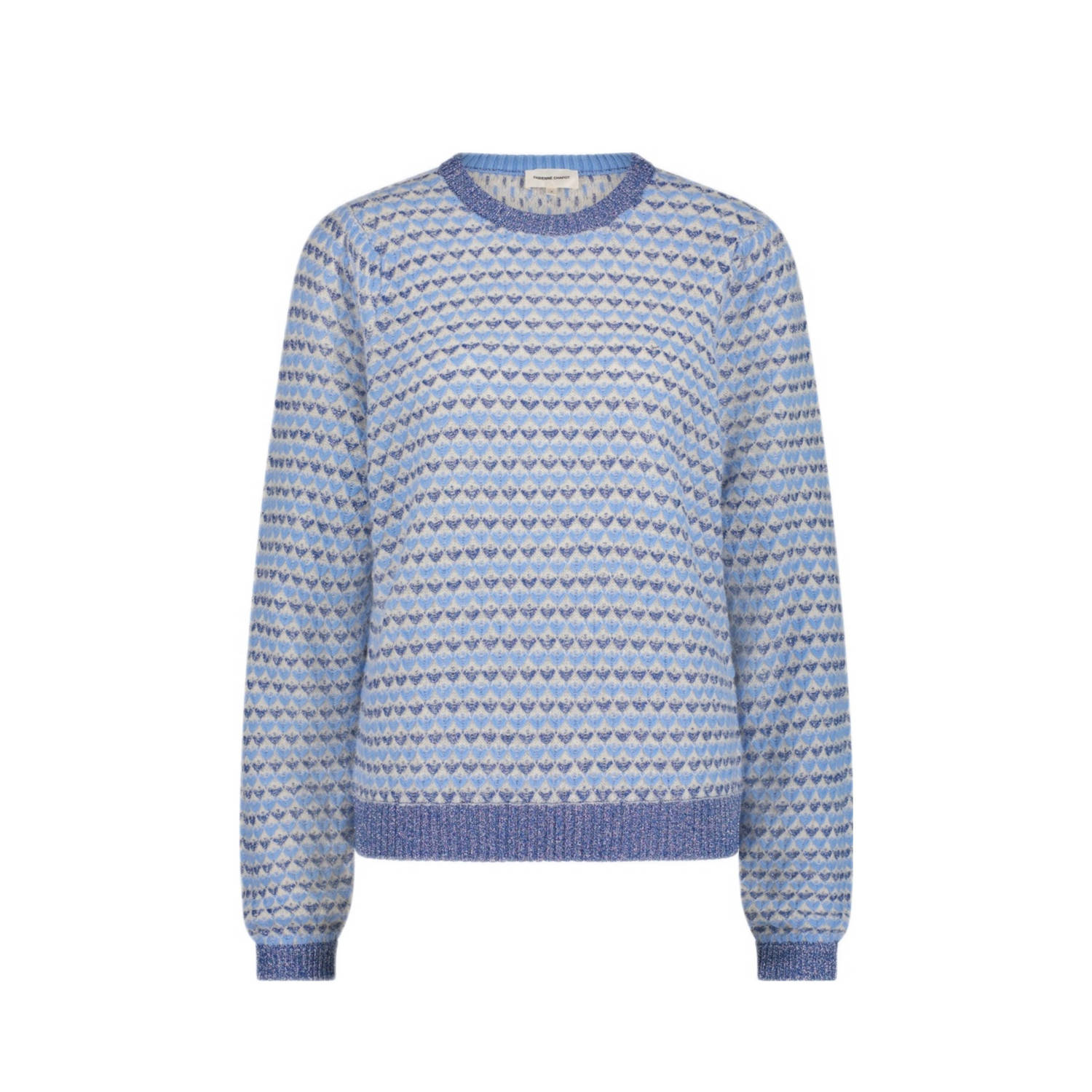 Fabienne Chapot Blauwe pullover met hartjesprint Blue Dames