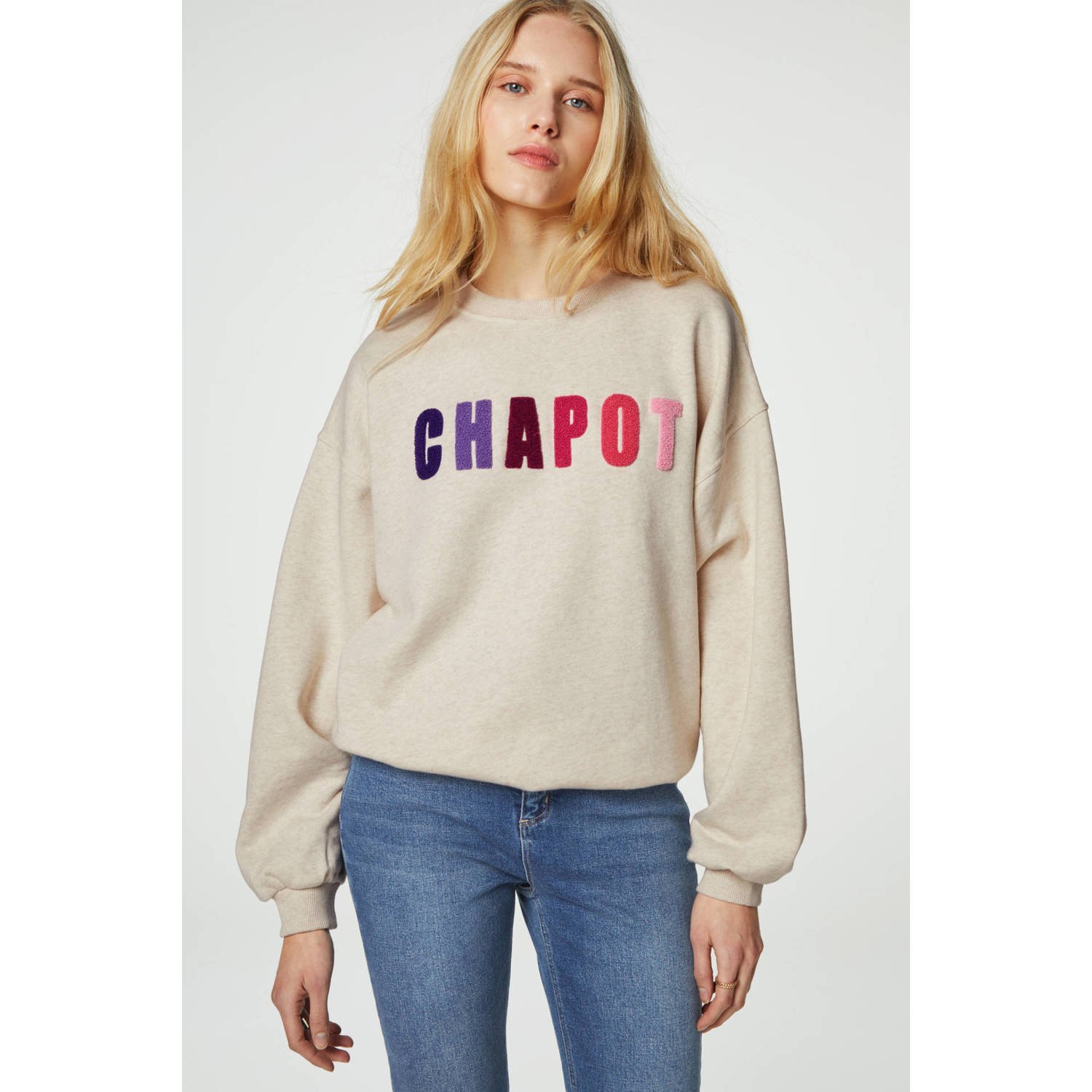 Fabienne Chapot sweater Terry met tekst ecru