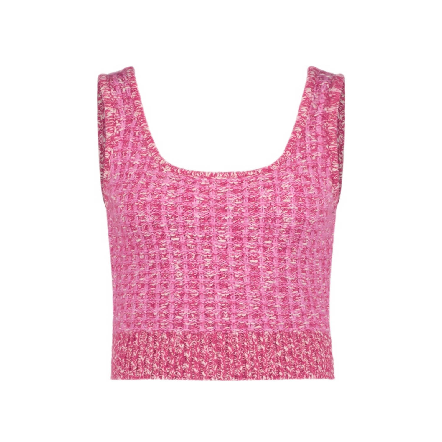 Fabienne Chapot gebreide tweed crop top Josh roze ecru donkerroze