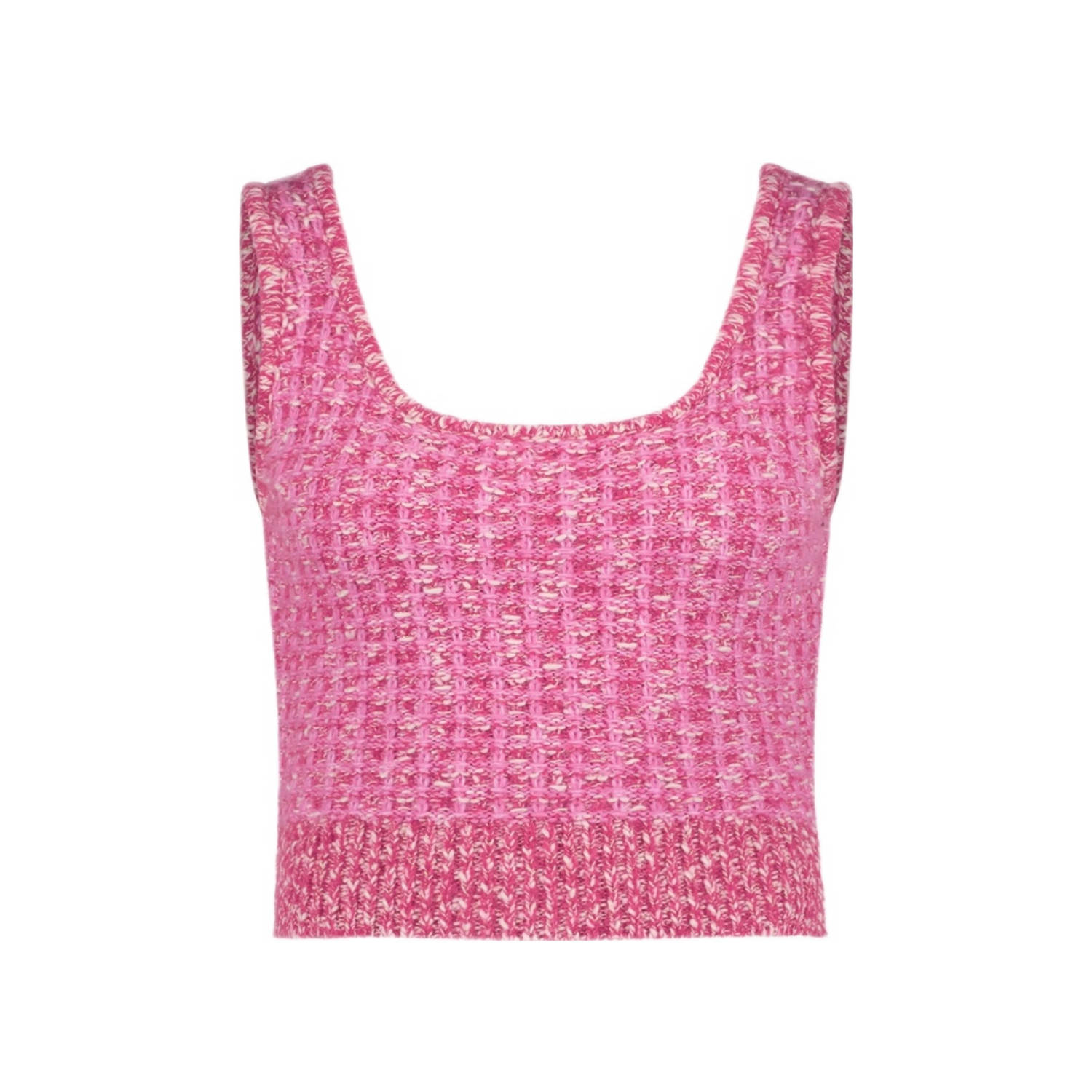 Fabienne Chapot gebreide tweed crop top Josh roze ecru donkerroze