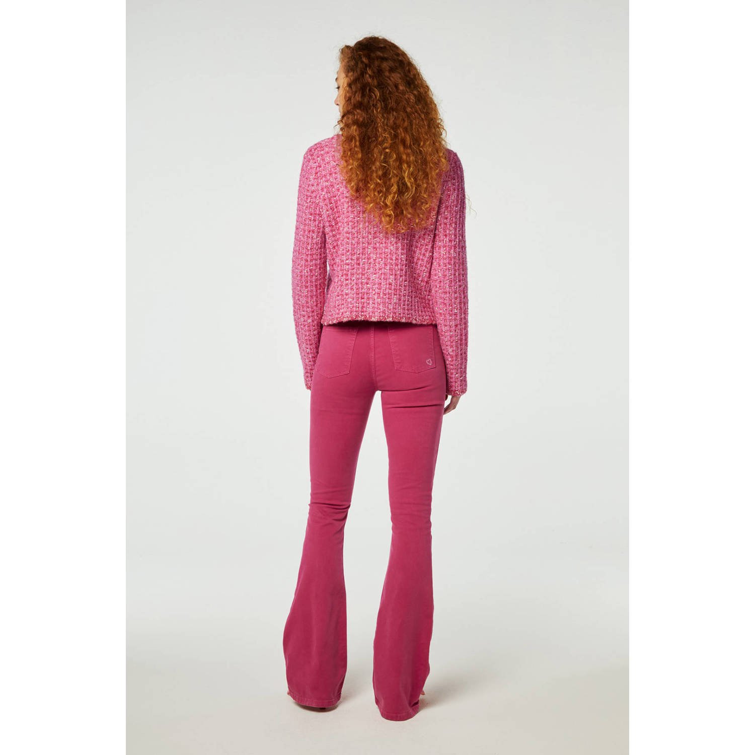 Fabienne Chapot gebreid tweed vest Josh roze ecru donkerroze
