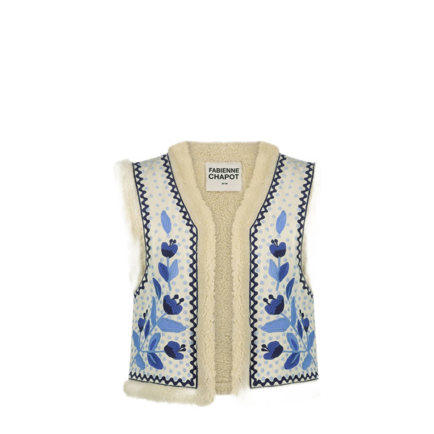 Fabienne Chapot gebloemd gilet Tommy ecru blauw