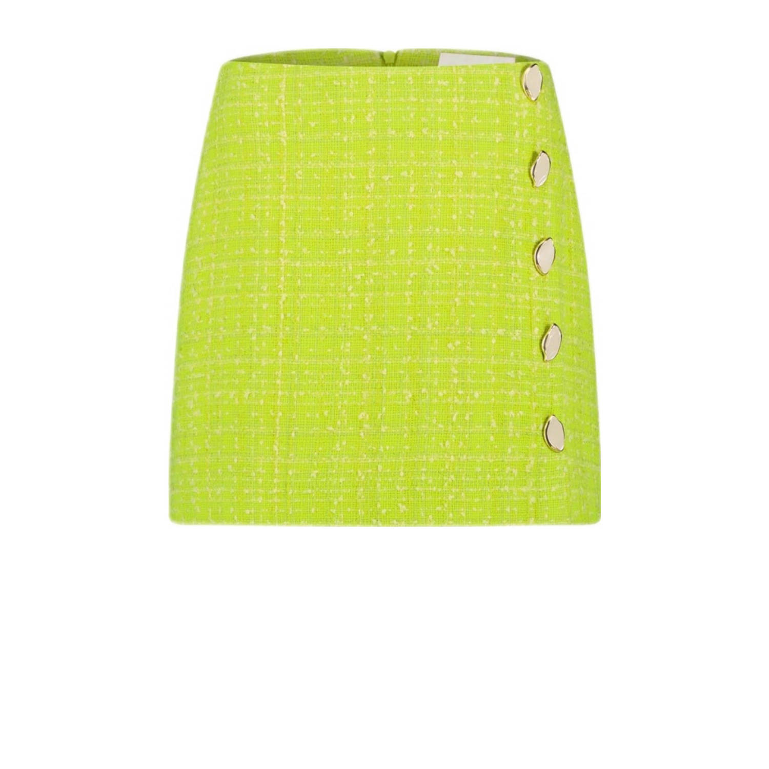 Fabienne Chapot tweed mini rok Dionne limegroen