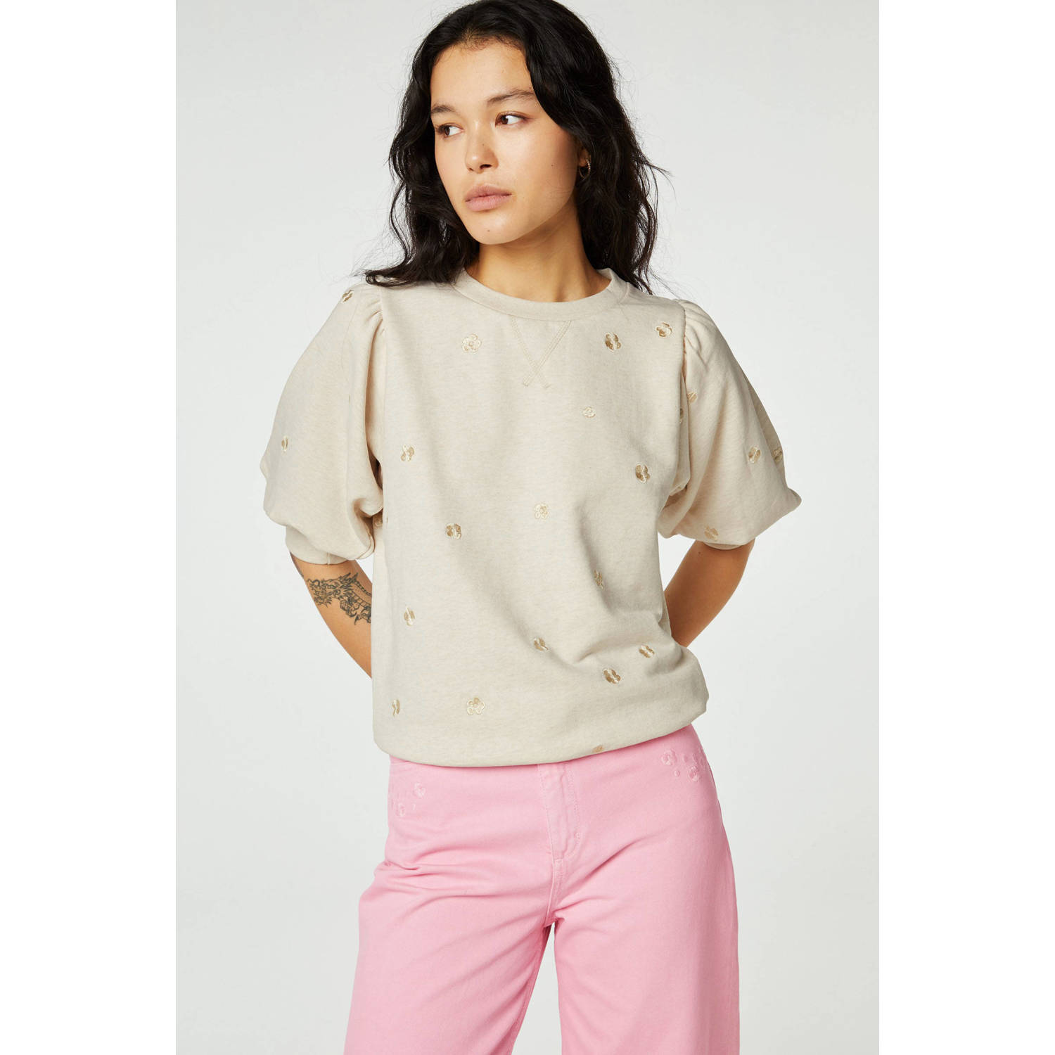 Fabienne Chapot gebloemde sweater Jana beige