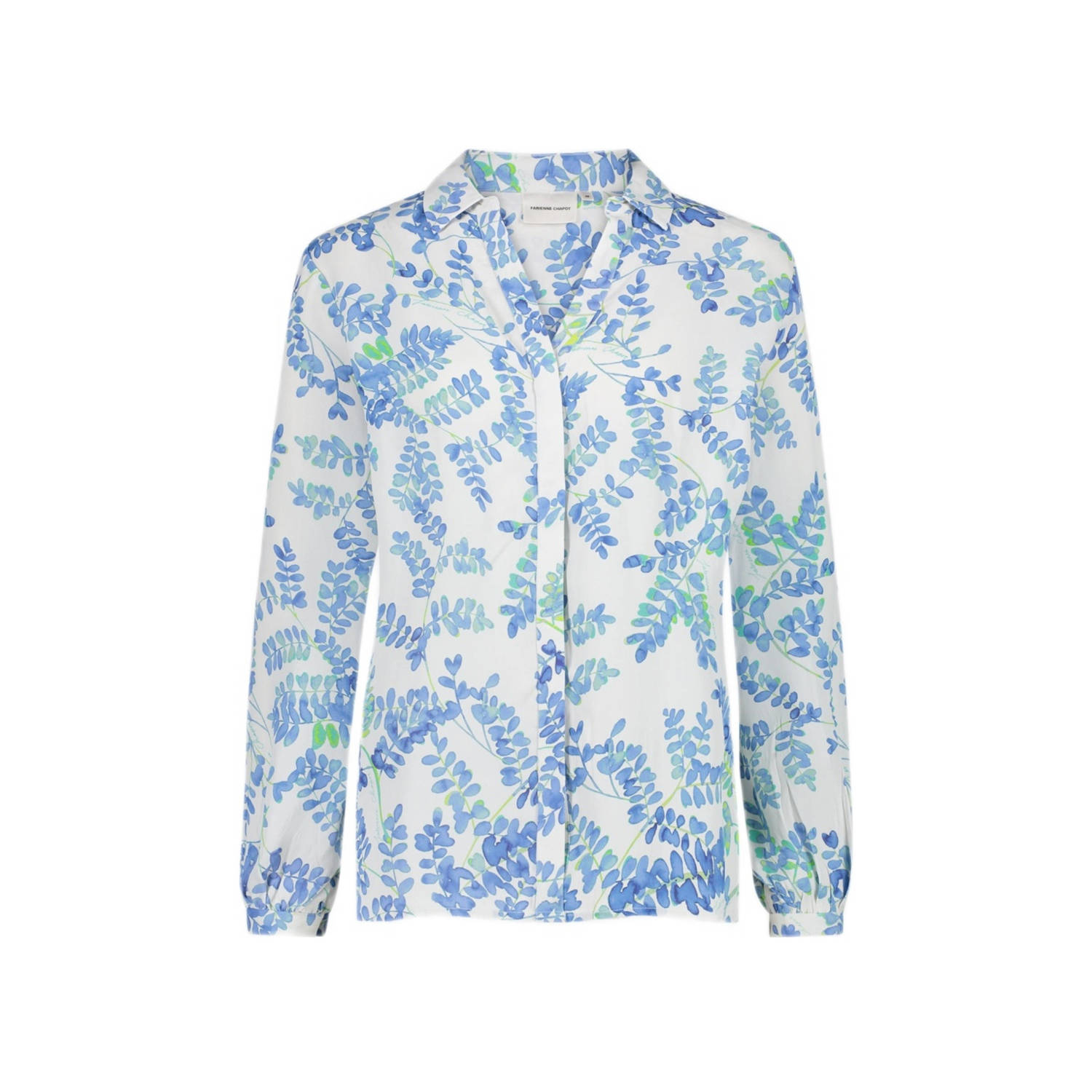 Fabienne Chapot blouse Liv met all over print blauw wit groen