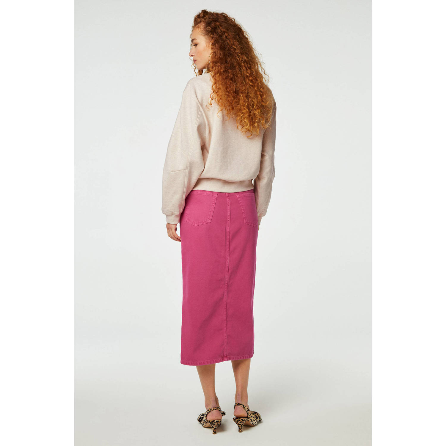 Fabienne Chapot sweater Pam met printopdruk en borduursels grijs roze
