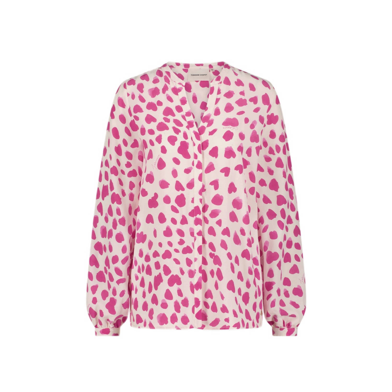 Fabienne Chapot blouse Frida met stippen roze creme