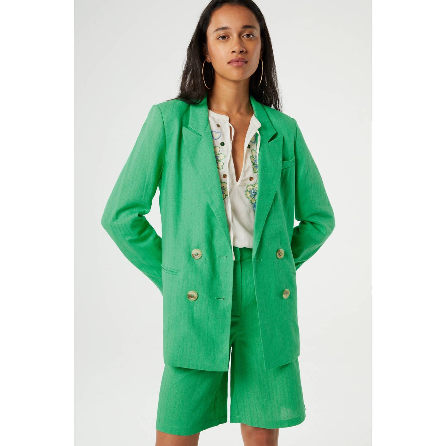Fabienne Chapot rechtvallende blazer groen