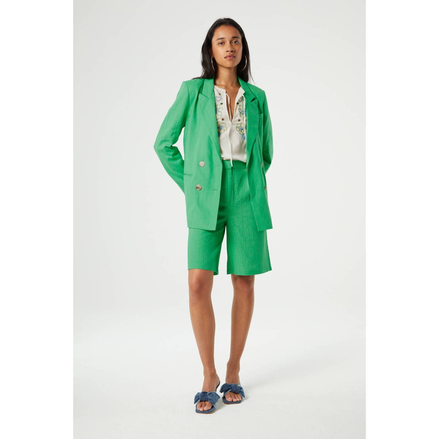 Fabienne Chapot rechtvallende blazer groen