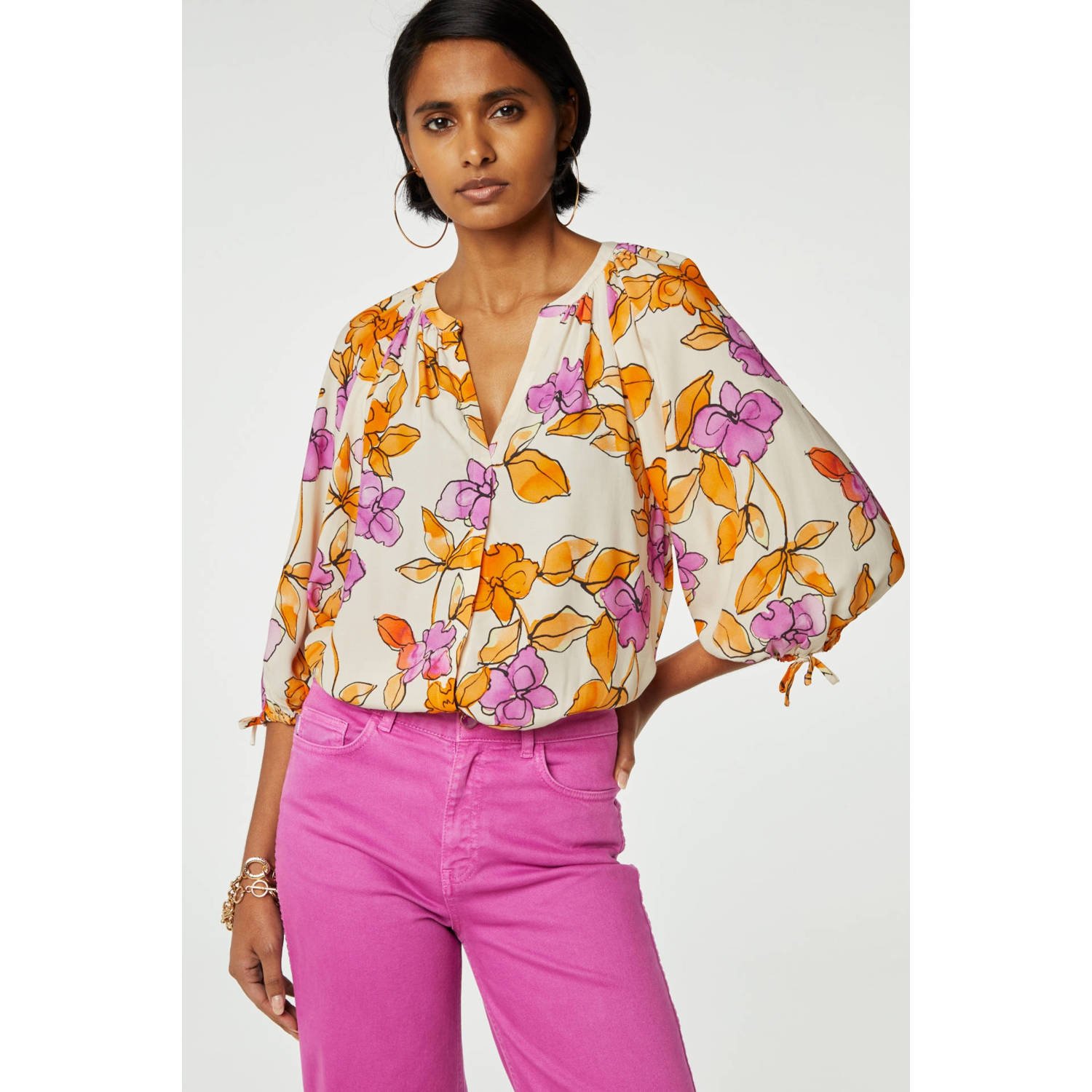 Fabienne Chapot Gedrukte Flowy Blouse Volumineuze Mouwen Multicolor Dames