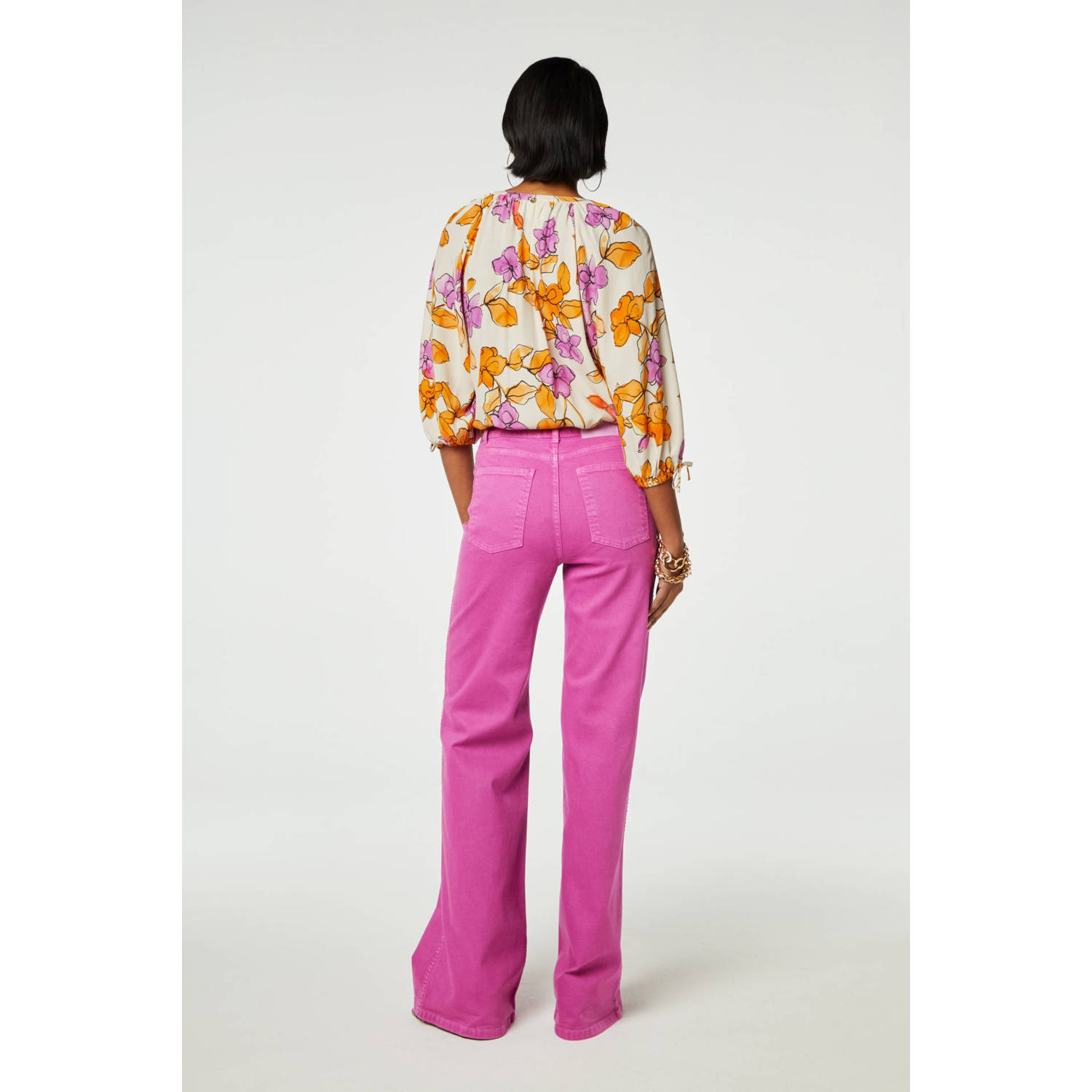 Fabienne Chapot blouse met all over print oranje roze