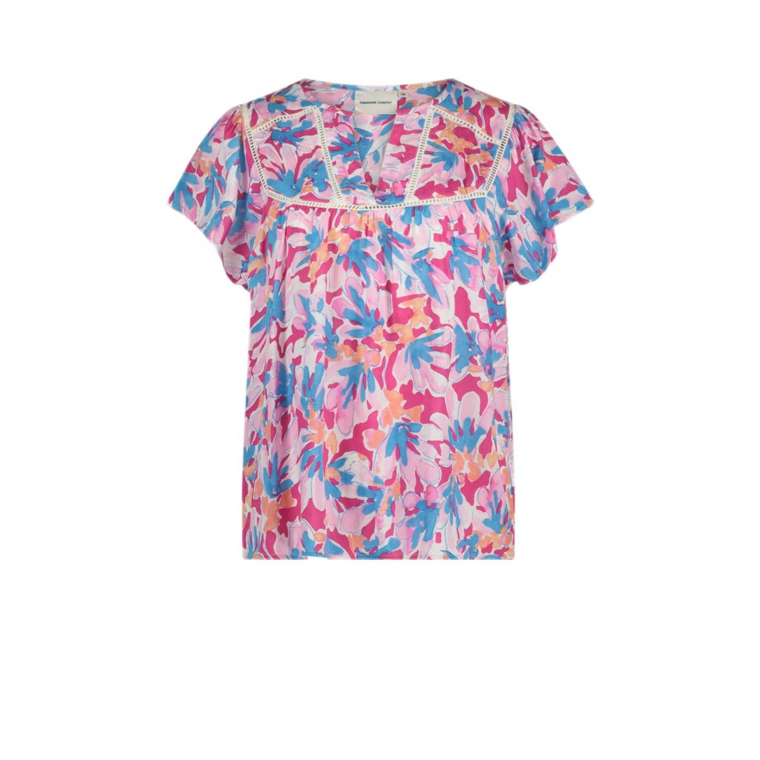 Fabienne Chapot gebloemde top roze lichtroze blauw