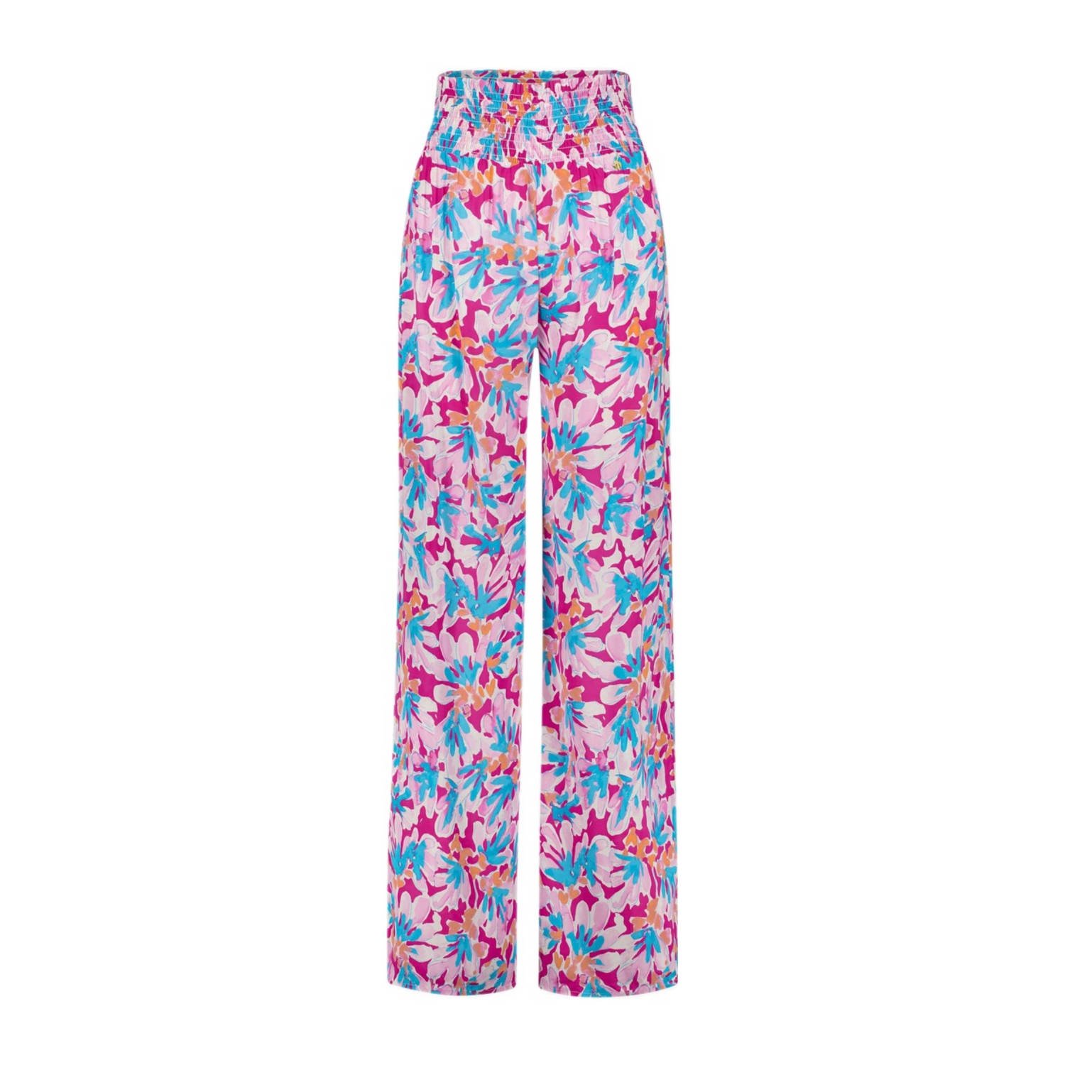 Fabienne Chapot gebloemde wide leg broek roze lichtroze blauw