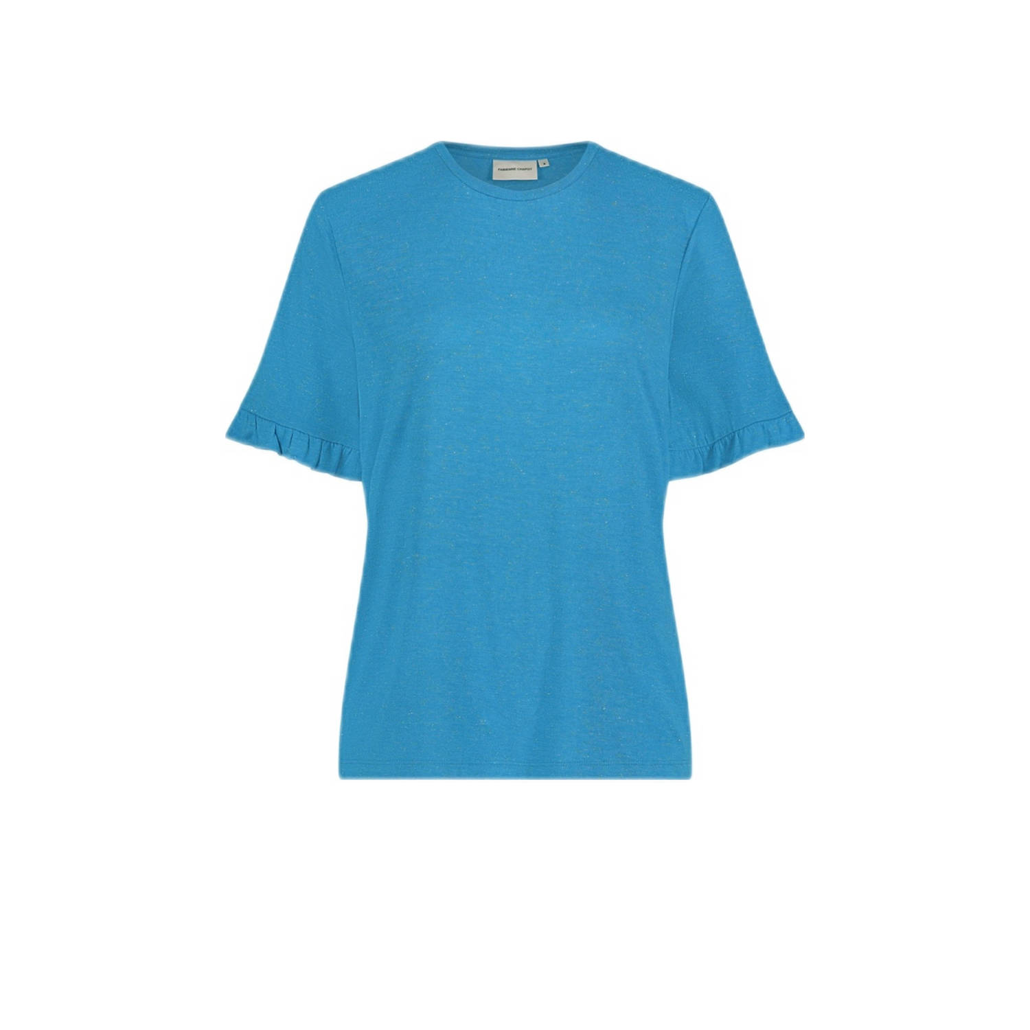 Fabienne Chapot Blauwe Glitter Ruffle T-shirt Blue Dames