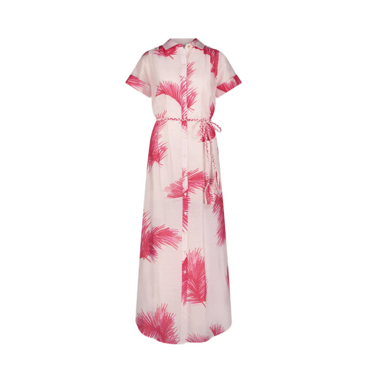 Fabienne Chapot maxi jurk met all over print en ceintuur roze lichtroze