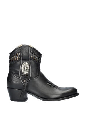 leren cowboylaarzen zwart