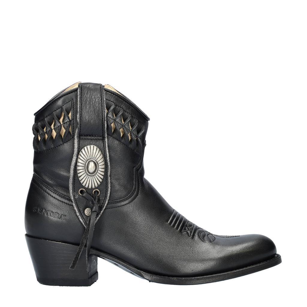 Zwarte dames Sendra leren cowboylaarzen met ritssluiting