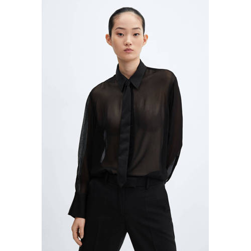 Mango semi-transparante blouse zwart