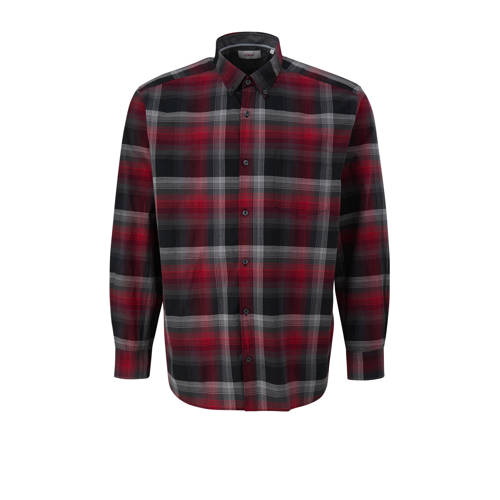s.Oliver Big Size geruit regular fit overhemd Plus Size rood
