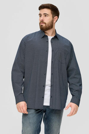 regular fit overhemd Plus Size met all over print d.blauw