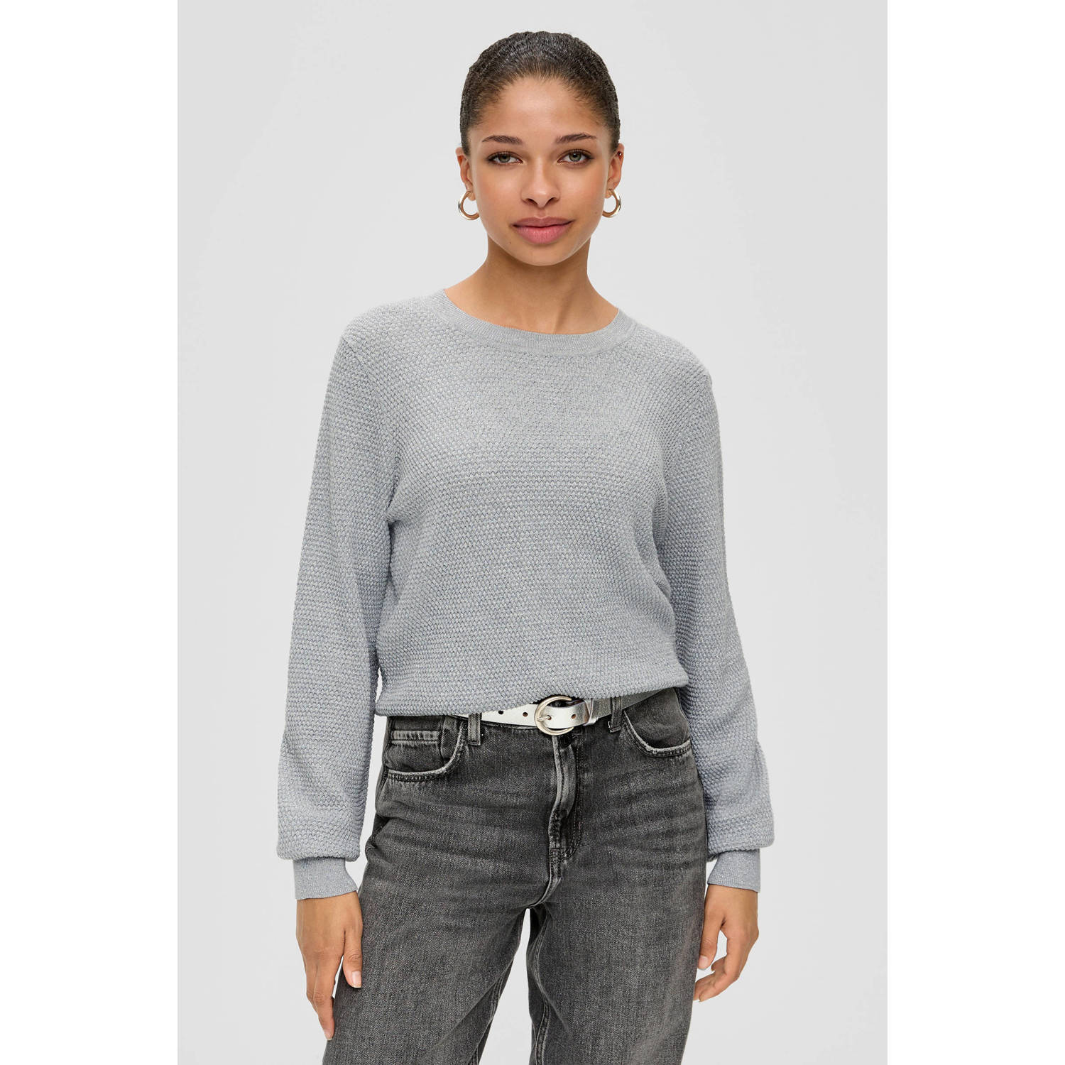 QS by s.Oliver Gebreide pullover met ballonmouwen