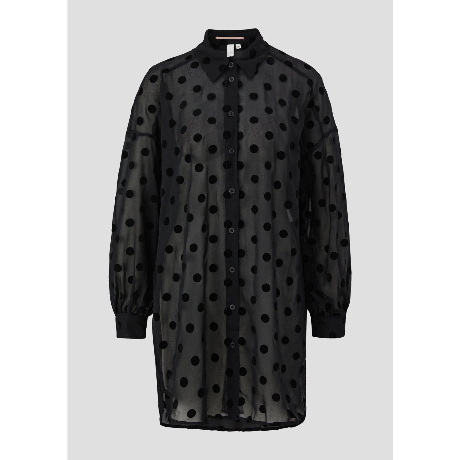 Q S by s.Oliver semi-transparante blouse met stippen zwart