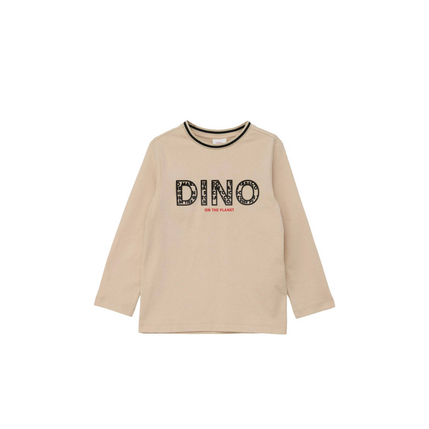 S.Oliver longsleeve met printopdruk beige Jongens Katoen Ronde hals Printopdruk 104 110