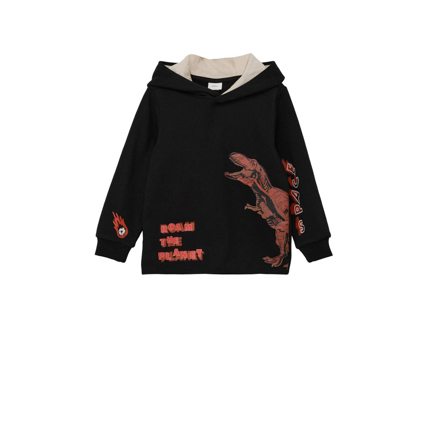 S.Oliver hoodie met printopdruk zwart brique Sweater Printopdruk 104 110