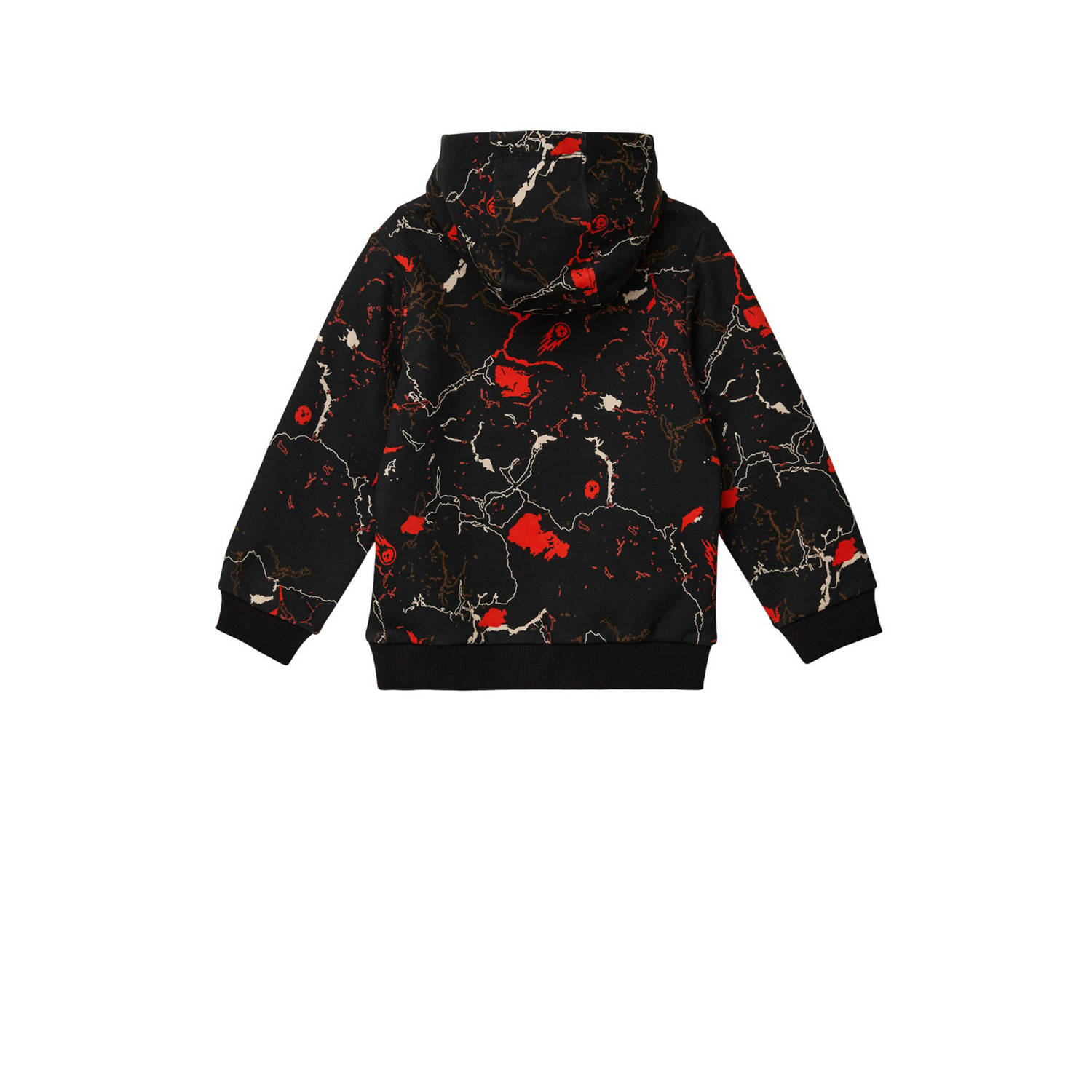 s.Oliver hoodie met all over print zwart rood