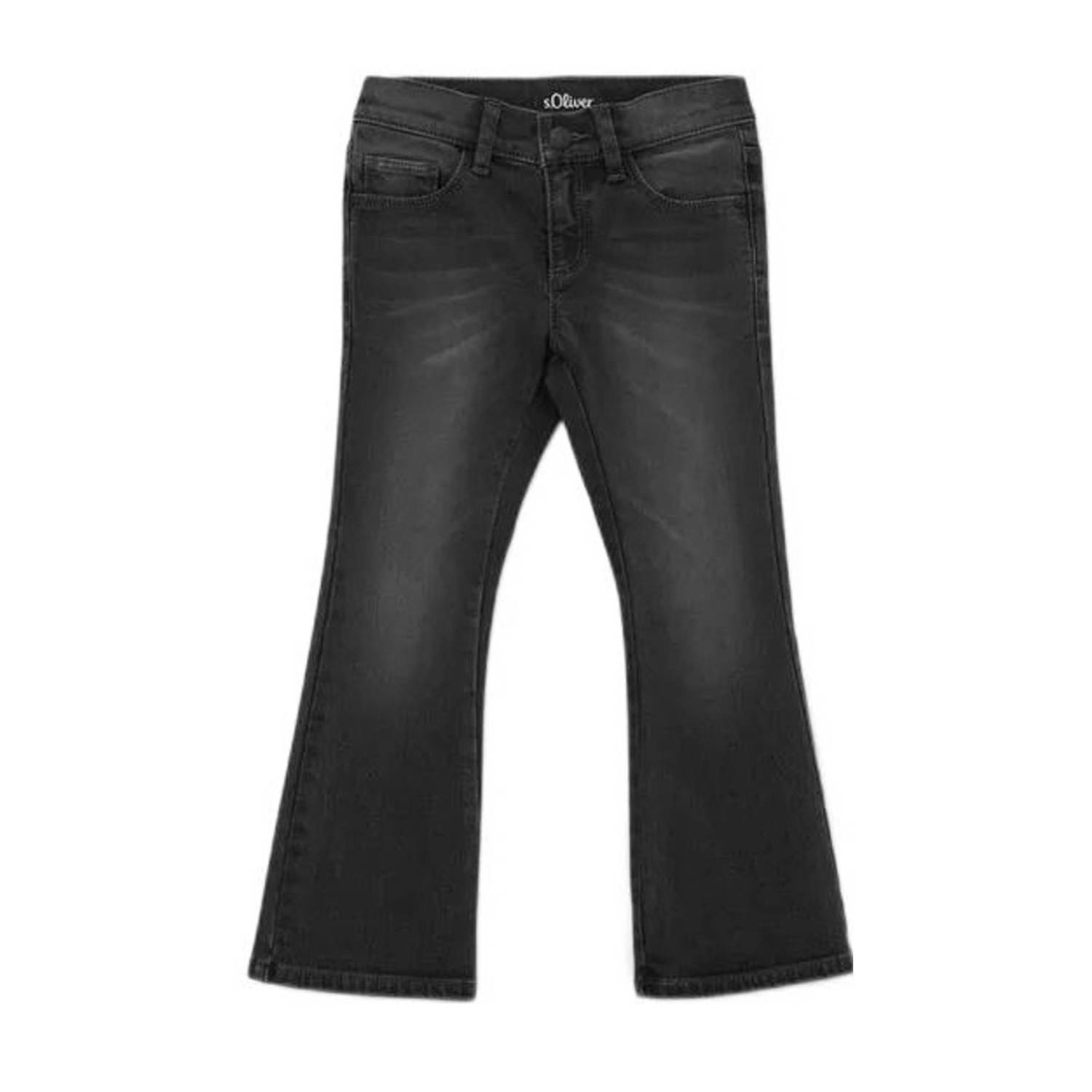 S.Oliver flared jeans donkergrijs Meisjes Stretchdenim Effen 110