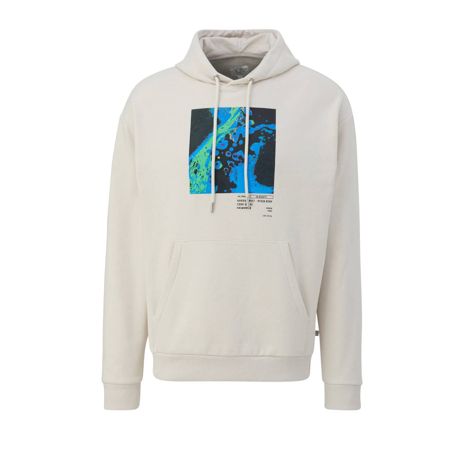 Q S by s.Oliver hoodie met printopdruk ecru