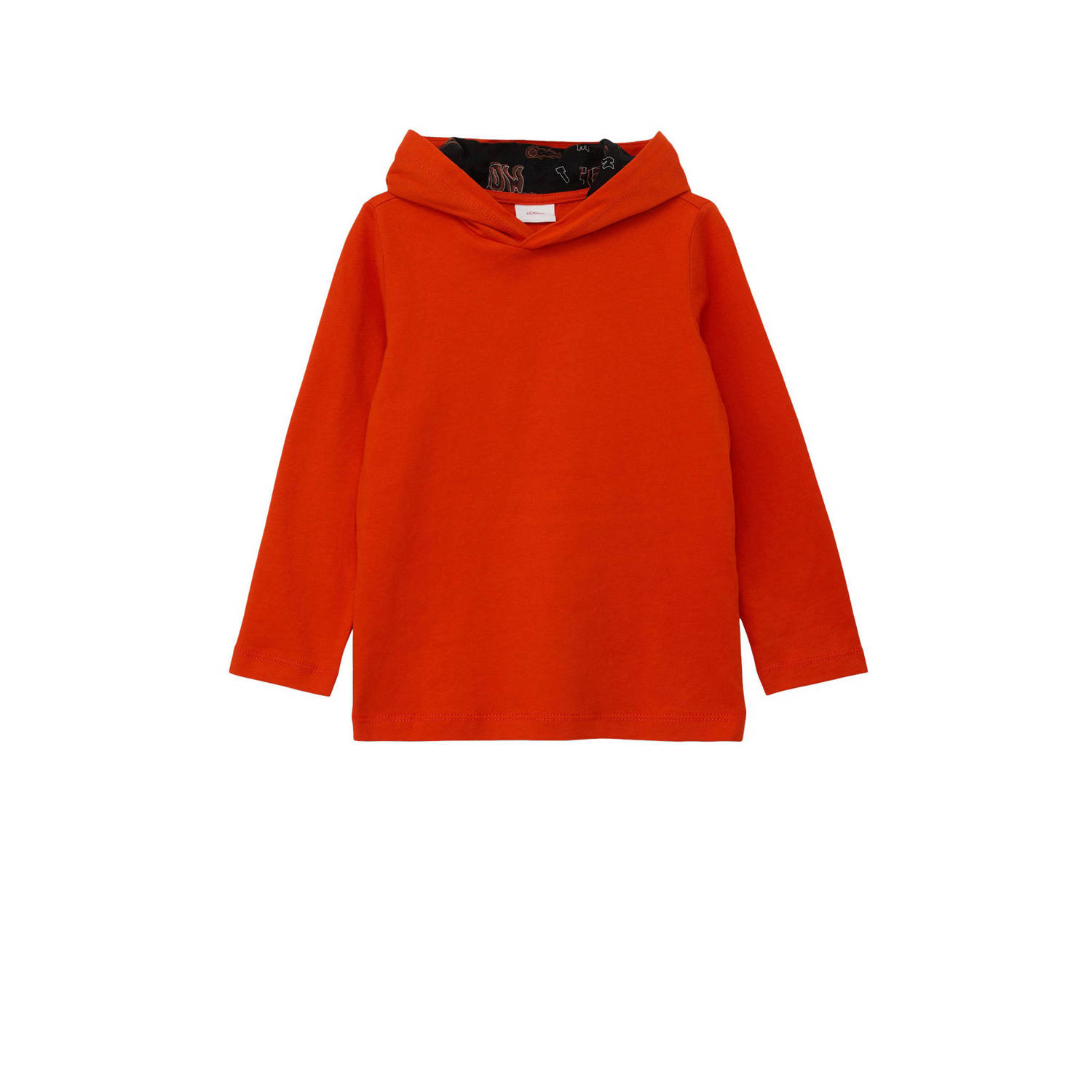 S.Oliver hoodie met backprint felrood Sweater Jongens Katoen Capuchon Backprint 104 110