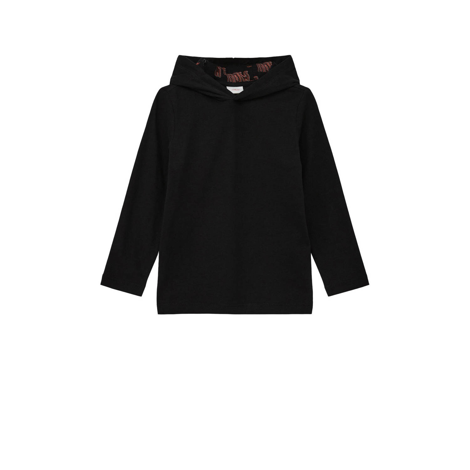 S.Oliver hoodie met printopdruk zwart Sweater Jongens Katoen Capuchon Printopdruk 104 110