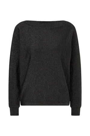 fijngebreide trui met lurex zwart