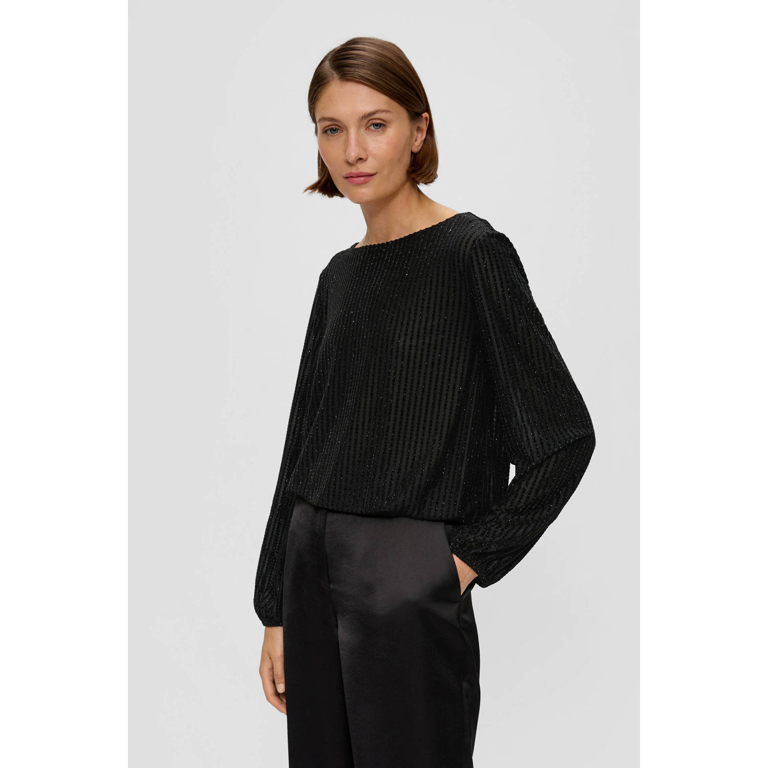 S.Oliver BLACK LABEL Shirt met lange mouwen met glinsterende strepen