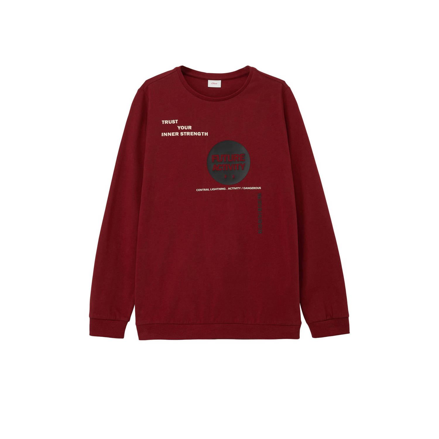 s.Oliver sweater met printopdruk rood zwart