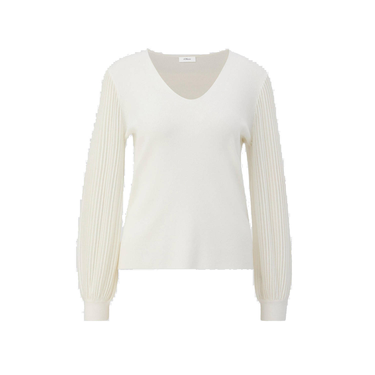 S.Oliver BLACK LABEL trui met semi-transparante mouw ecru