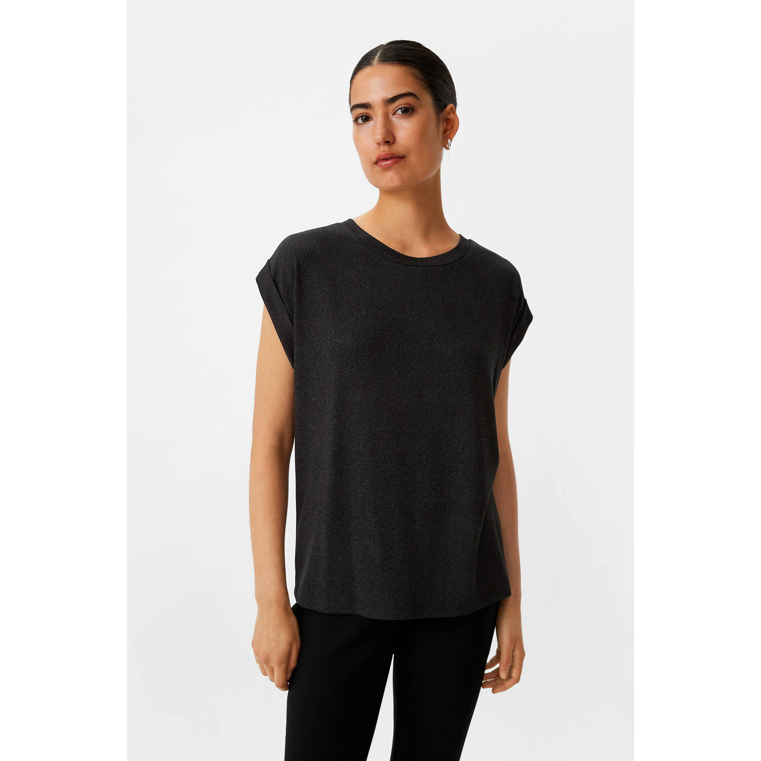 Comma Casual Identity T-shirt met effectgaren