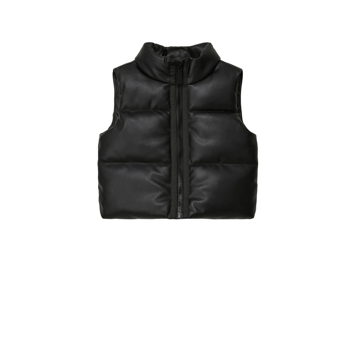 S.Oliver imitatieleren bodywarmer zwart Meisjes Imitatieleer Opstaande kraag 104