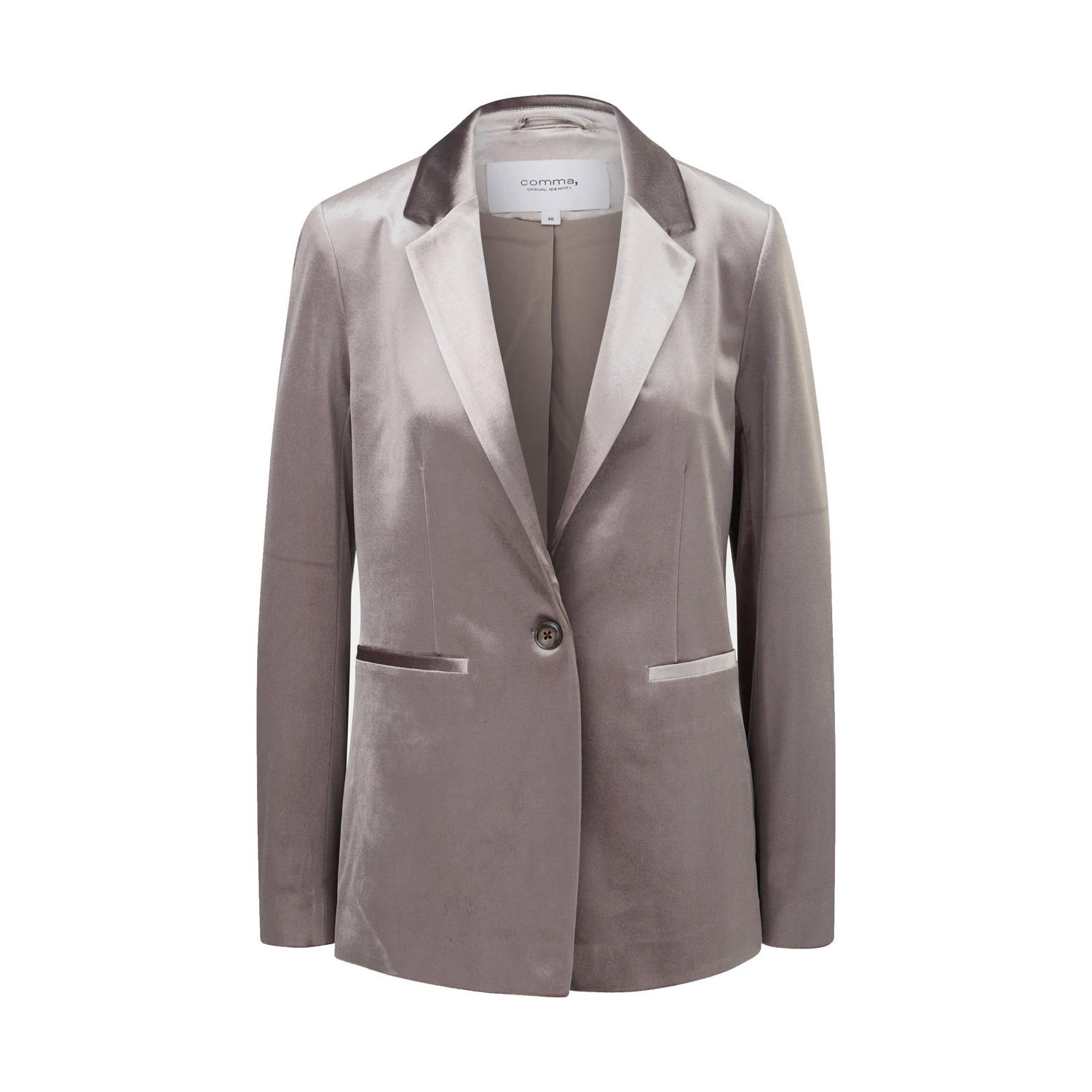 comma casual identity velours getailleerde blazer zilver