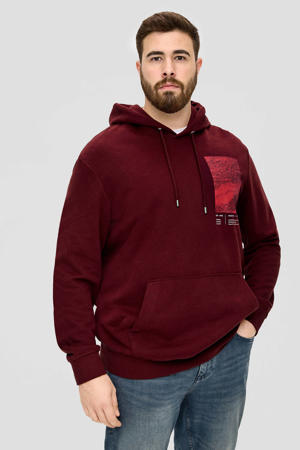 hoodie Plus Size met printopdruk donkerrood